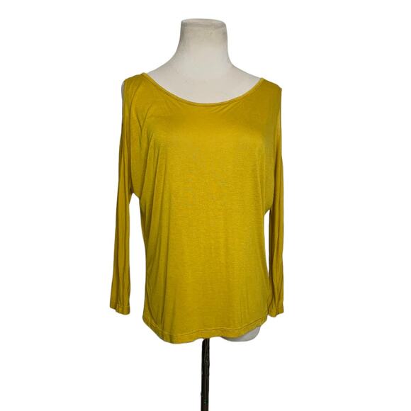 Forever 21 yellow cold shoulder dolman long sleeves blouse size small - Picture 1 of 7